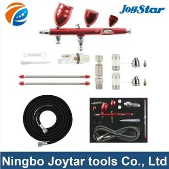 Dual-action Airbrush Kit with 3 Different Cups (TJ-186ACF4K)