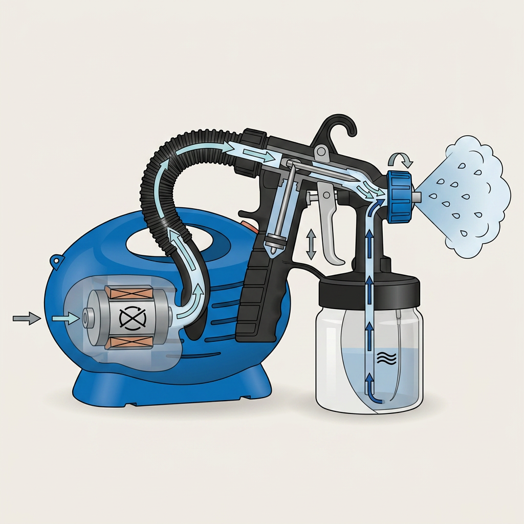 The electric spray gun is a power tool that sprays various low-viscosity liquids into mist.